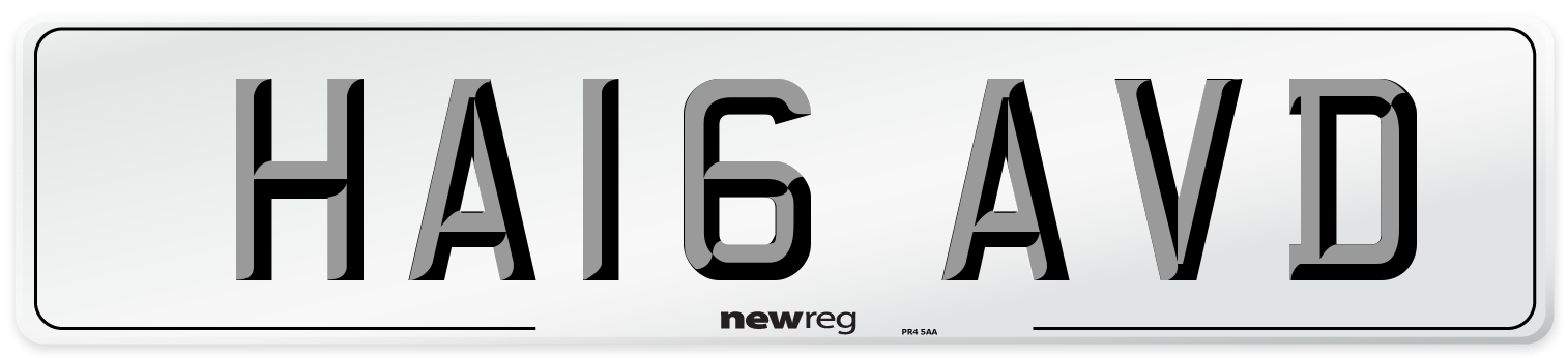 HA16 AVD Number Plate from New Reg